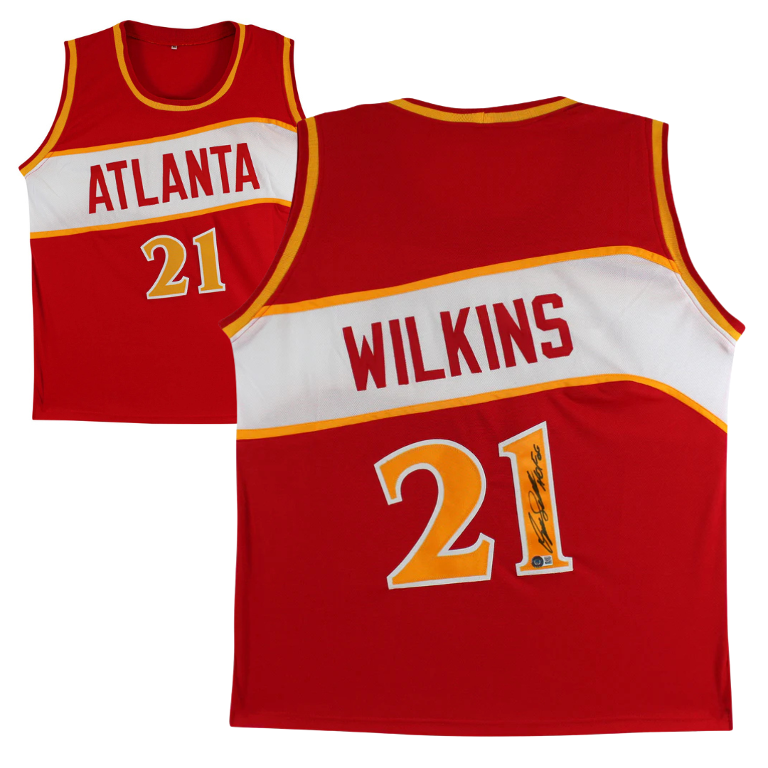 Dominique Wilkins Signed & Inscribed Atlanta Hawks Basketball Jersey with Beckett COA